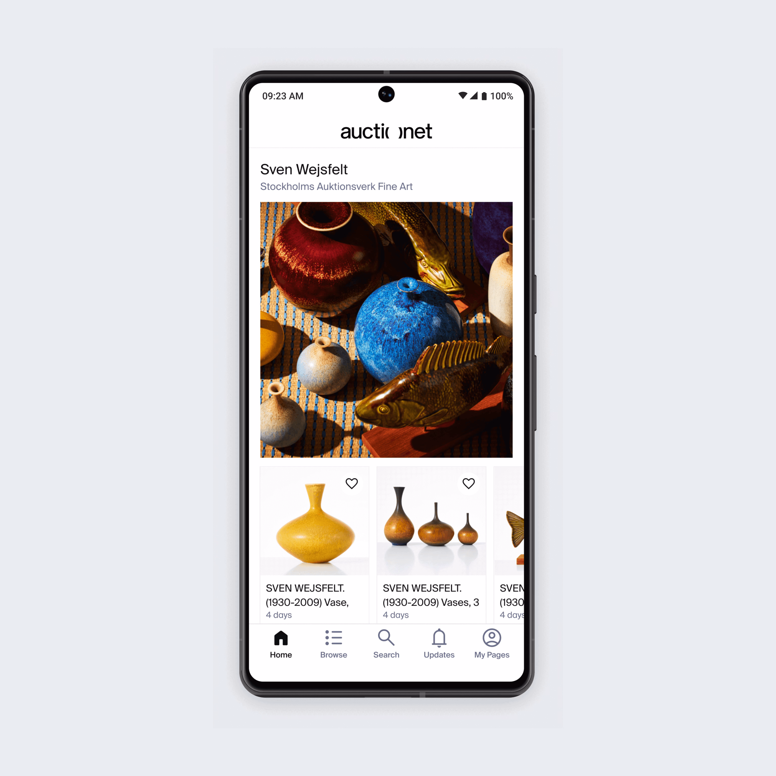 Auctionet Android app — home screen